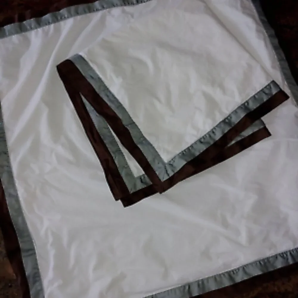 Restoration Hardware Cotton Double Pleated White Blue Brown Euro Sham 25